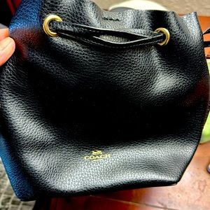 Coach black leather small bucket bag
